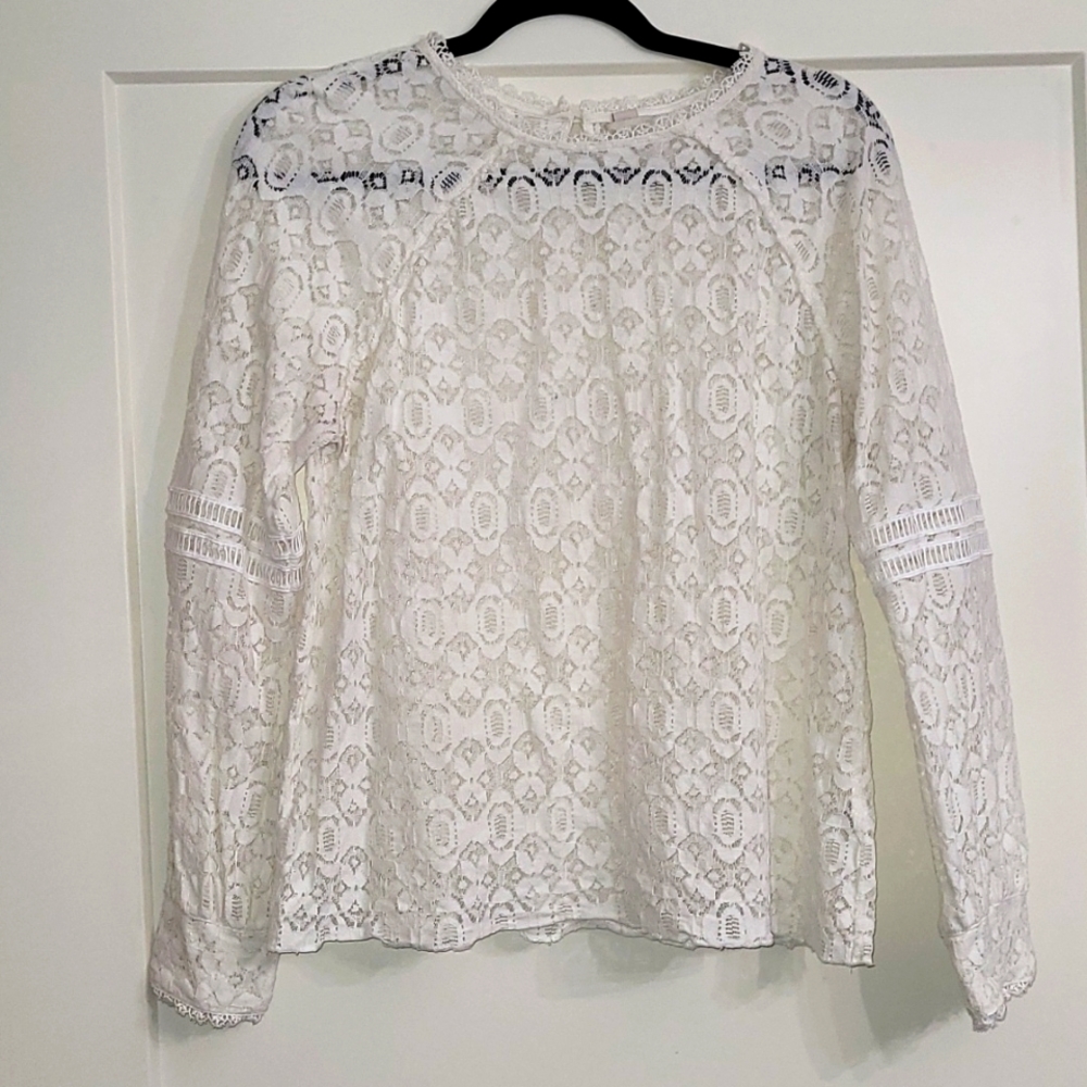 White/Cream Lace Long Sleeve Blouse